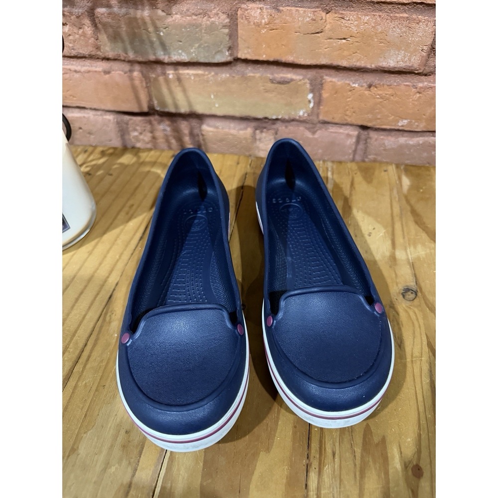 Early Crocs Women's 7 Crocband Blue Croslite Ballerina Ballet Flats Americana